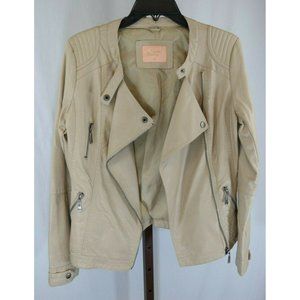Neslay Design Ladies Beige Faux Leather Short Jacket Size Small